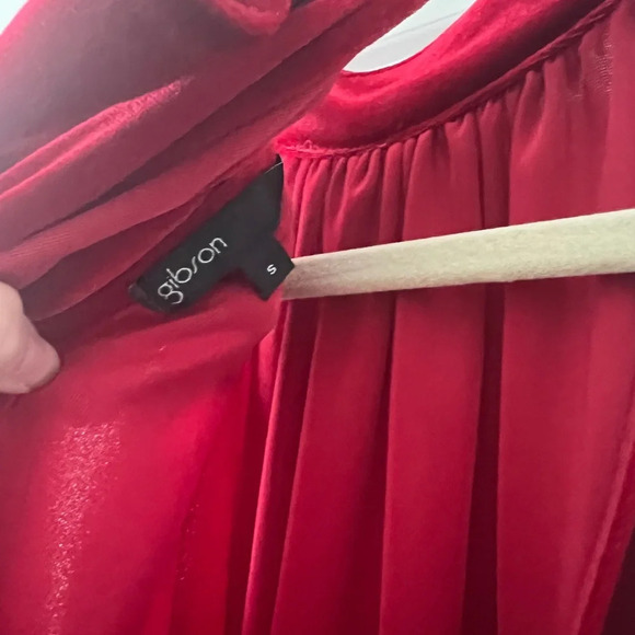 Gibson x Glam Squad Dede Velvet Tie Back Red Halter Top Size Small Holiday Top - Picture 8 of 10